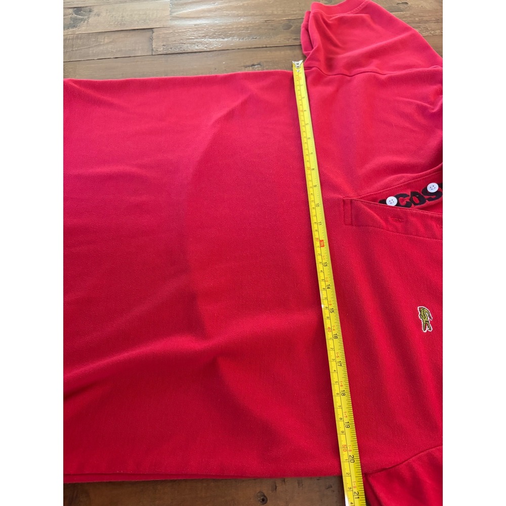 Vintage Lacoste Mens Red Pique Polo Shirt Logo Placket Size L Short Sleeve - Picture 8 of 8